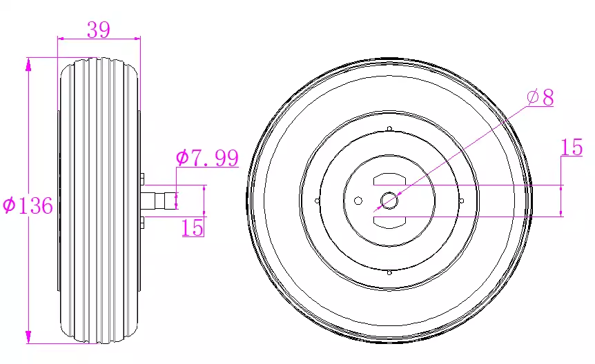 JP Hobby Electric Brake Wheel 136mm  (8mm axle) Standard