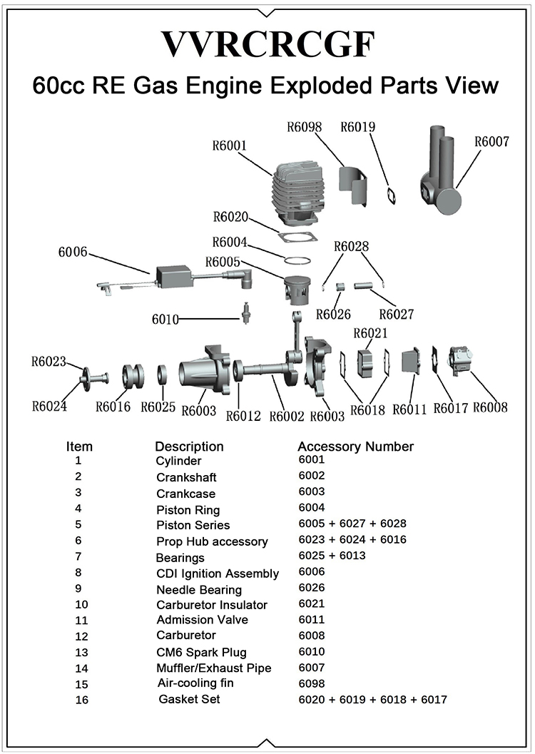 VVRC RCGF 60cc RE Gas / Petrol Engines