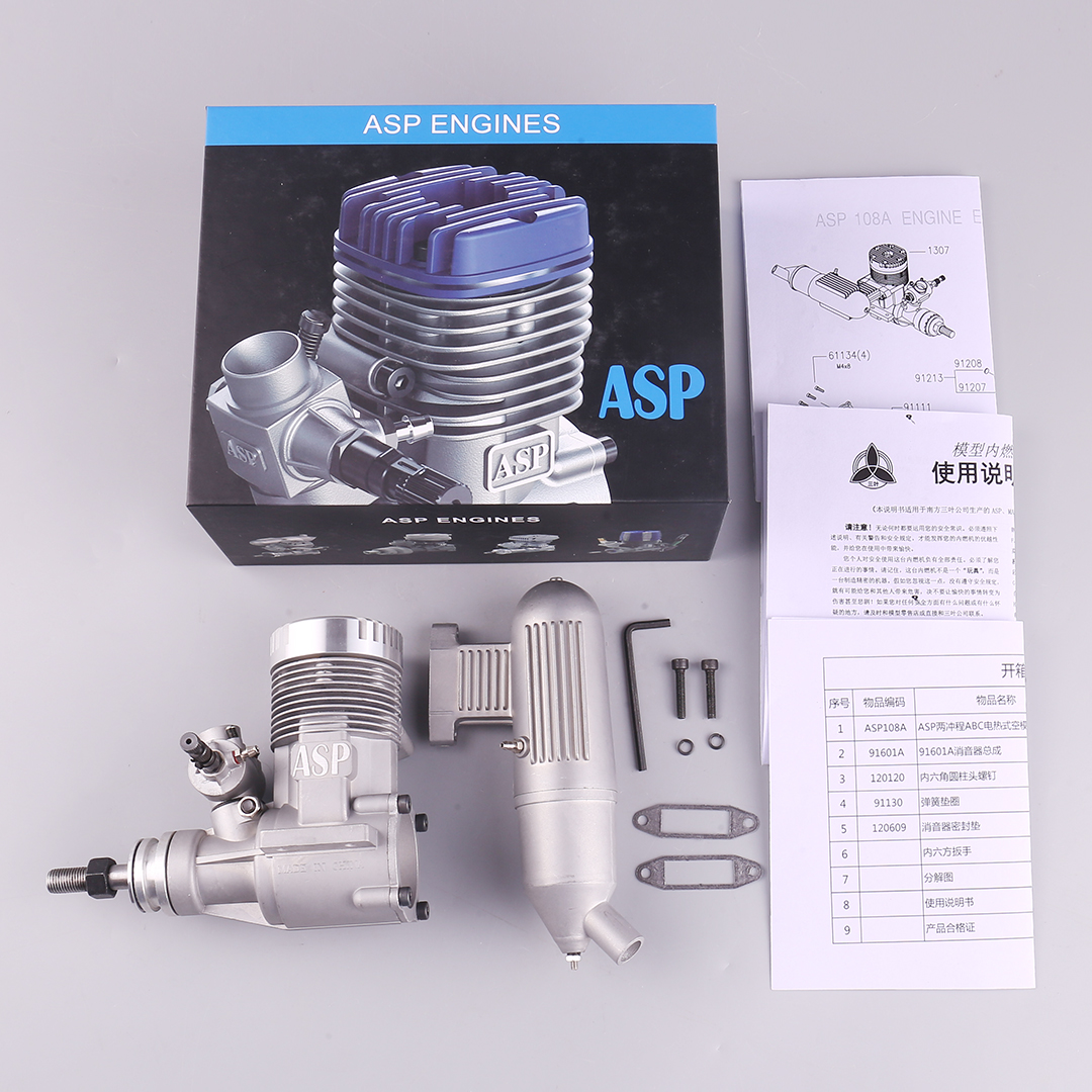 ASP S108A Two Stroke Glow / Nitro Engine for RC Airplane