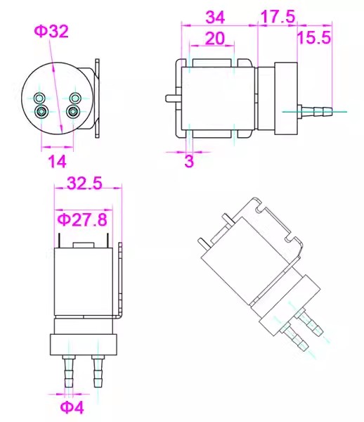 Electric Fuel Pump or Smoke Pump Metal Gear with Mounting Bracket