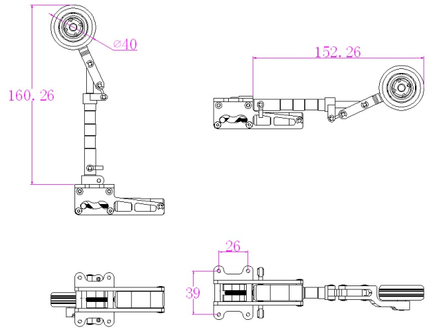 JP Hobby Alloy Electric Retracts Landing Gear Set (3 retracts) with Brake wheel For 90-120mm Jets rc Plane