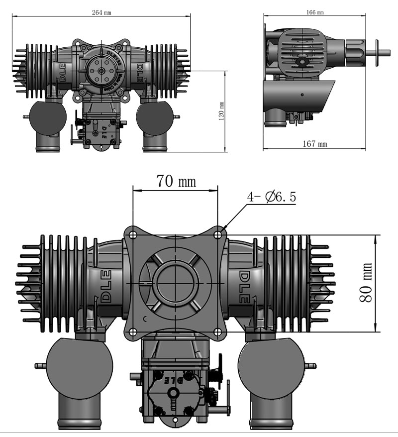 DLE130 130cc Twin Cylinder Gasoline Engines / Petrol Engines