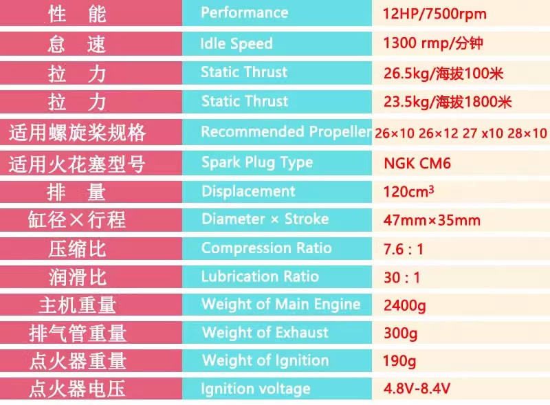 DLE120 120cc Gasoline Engine With Power Generation System 180W