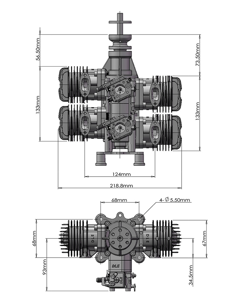 DLE120 120cc T4 Four Cylinder Gasoline Engine / Petrol Engines