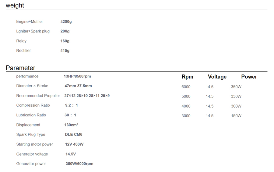 DLE130 Integrated Starter and Generator version