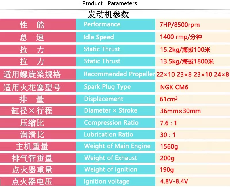 DLE60 60cc Gasoline Engine With Power Generation System 180W