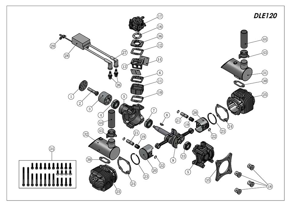 DLE120 120cc Twin Cylinder Gasoline Engines / Petrol Engines