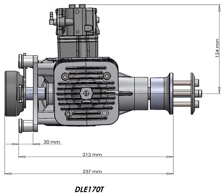 DLE170 170cc Gasoline Engine Two-cylinder Two-stroke With Power Generation System 180W For UAV Airplane