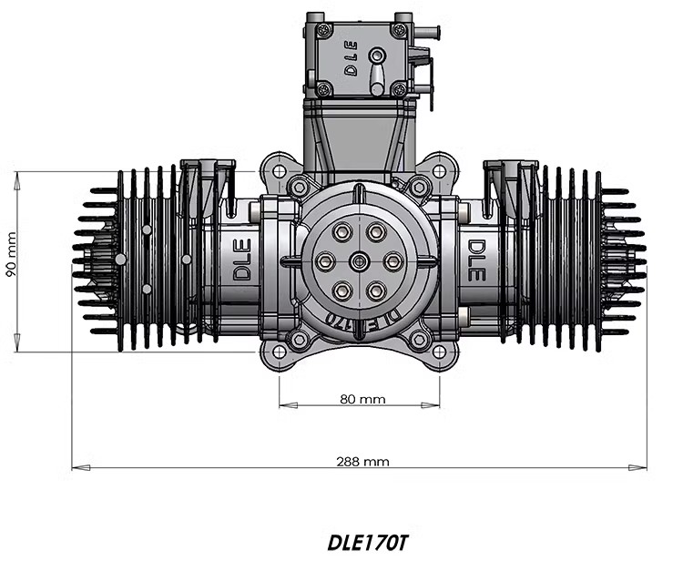 DLE170 170cc Gasoline Engine Two-cylinder Two-stroke With Power Generation System 180W For UAV Airplane