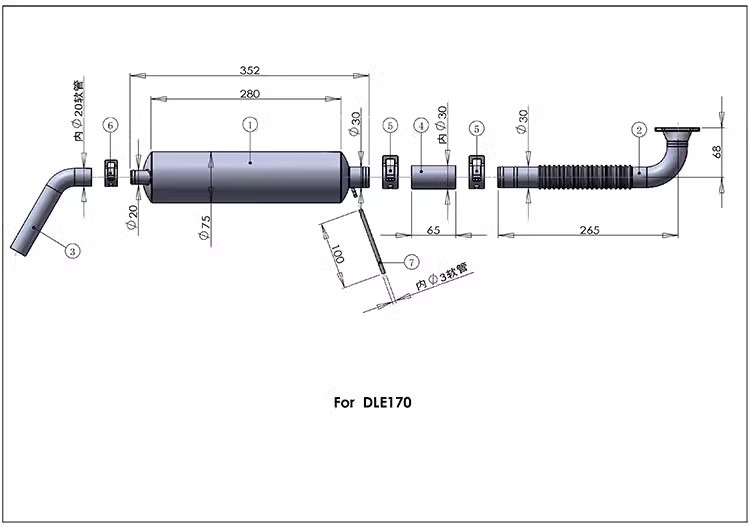 Original Canister muffler for DLE170 170cc engine