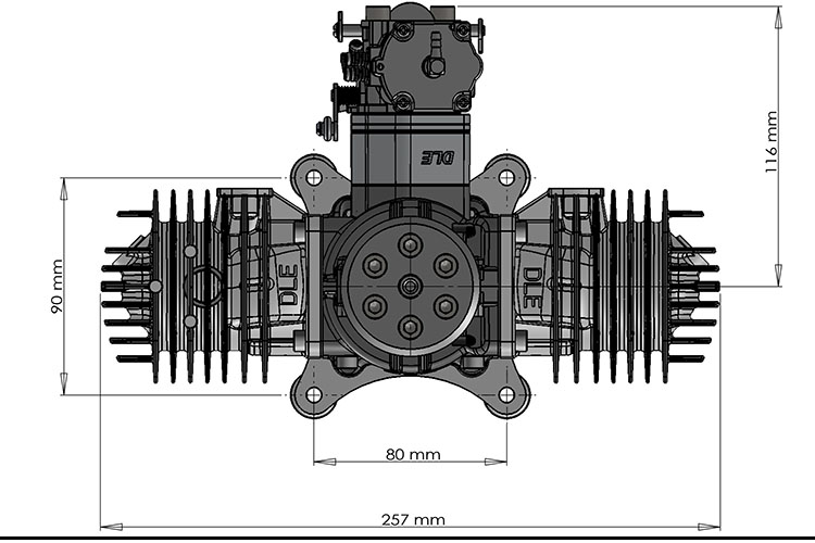 DLE222 222cc Four Cylinder Gasoline Engine / Petrol Engines