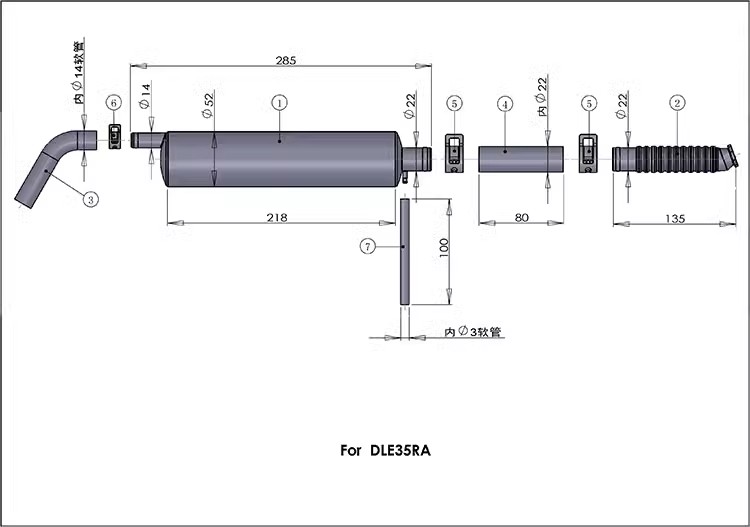 DLE35RA 35cc Muffler Exhaust Pipe Set For DLE35RA Gasoline Engine