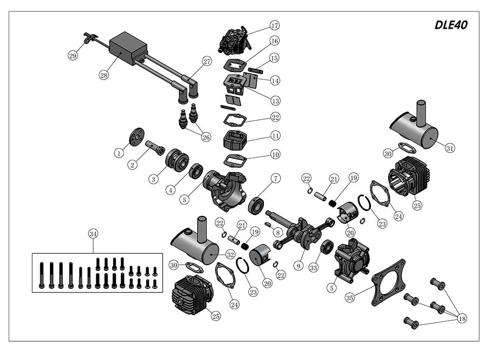 DLE40 Twin Cylinder Gas Engines / Petrol Engines