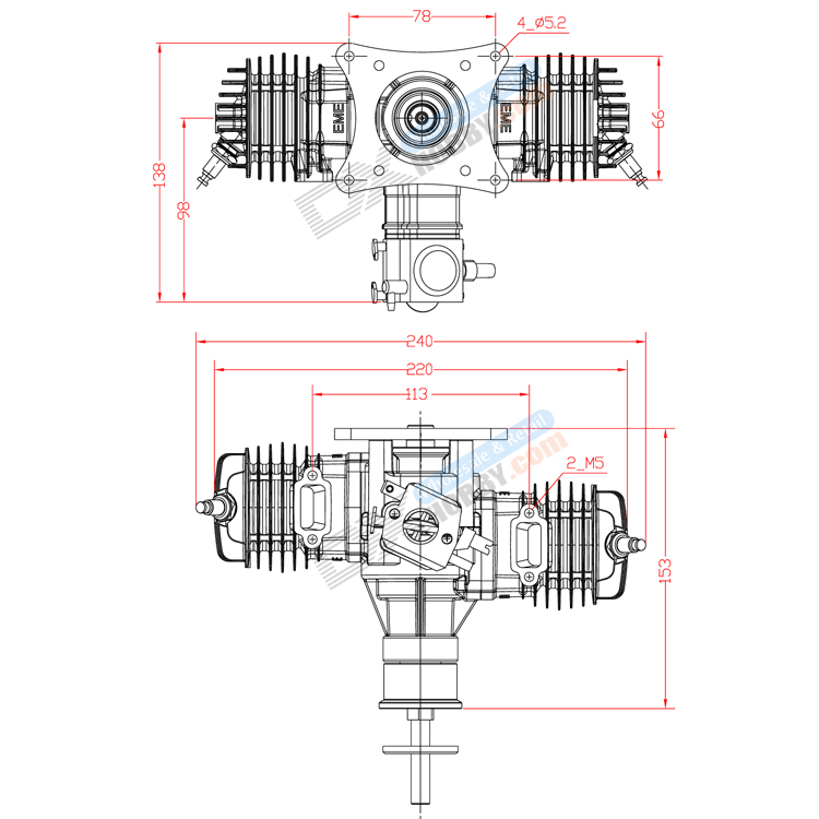 EME70 70cc Twin cylinder Gasoline Engine / Petrol Engines