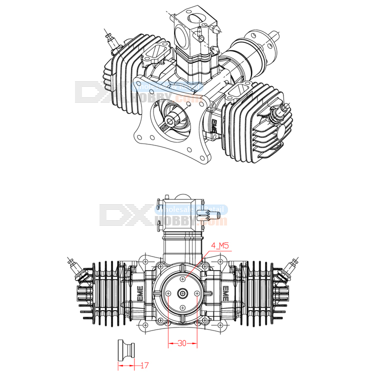 EME70 70cc Twin cylinder Gasoline Engine / Petrol Engines