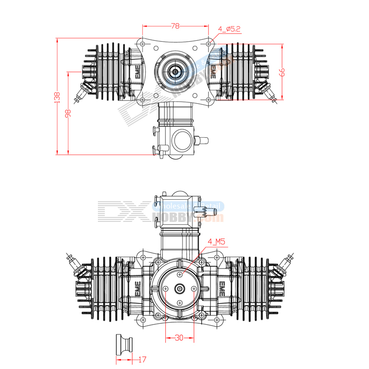 EME70AS 70cc Twin cylinder Gasoline Engine With Auto Starter