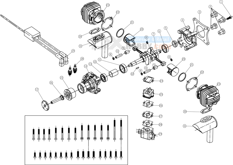 EME70 70cc Twin cylinder Gasoline Engine / Petrol Engines