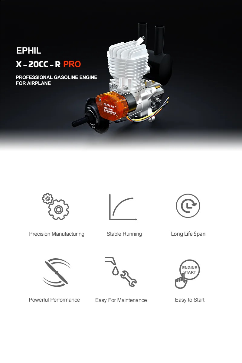 EPHIL X-Series 20cc-R Pro Gasoline Engine With E-Starter