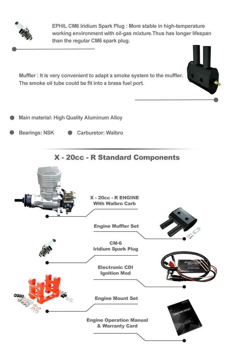 EPHIL X-Series 20cc-R Gasoline Engine