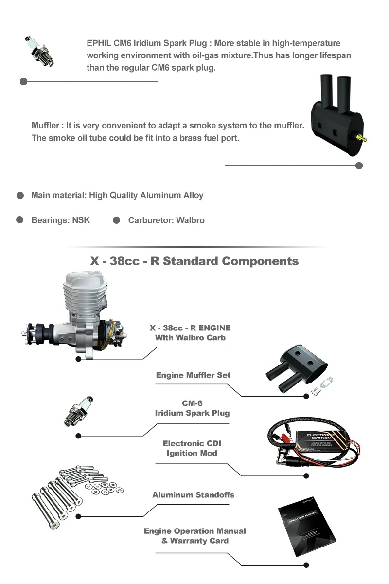 EPHIL X-Series 38cc-R Gasoline Engine