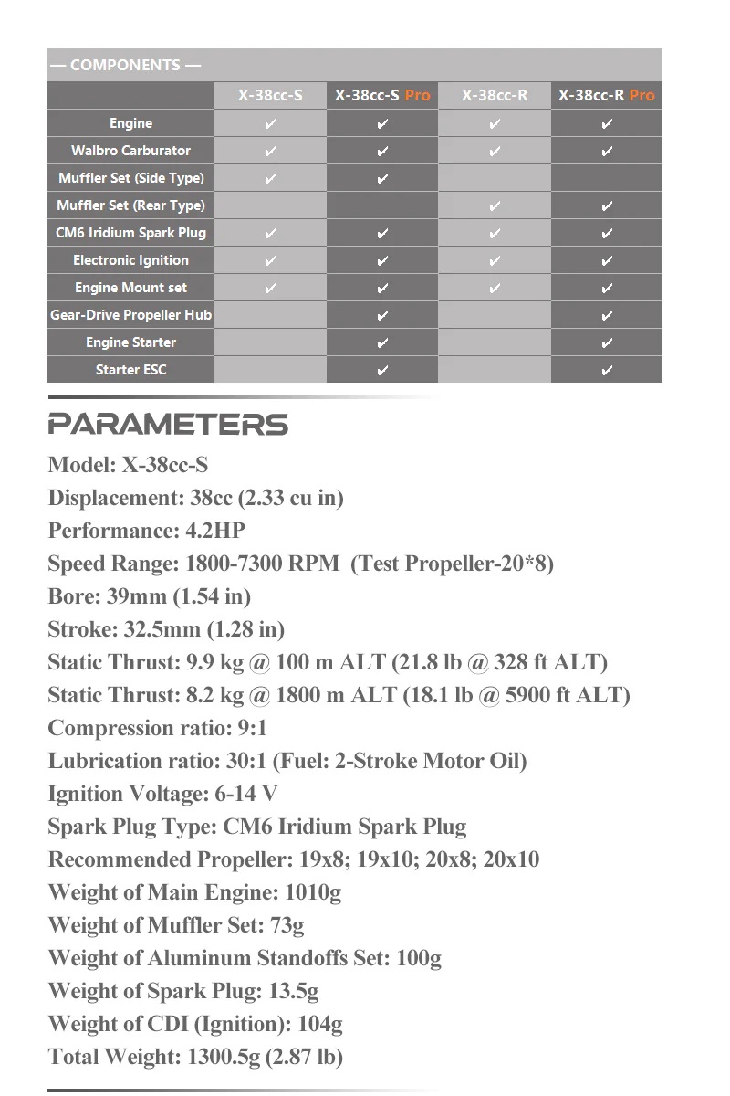 EPHIL X-Series 38cc-S Gasoline Engine