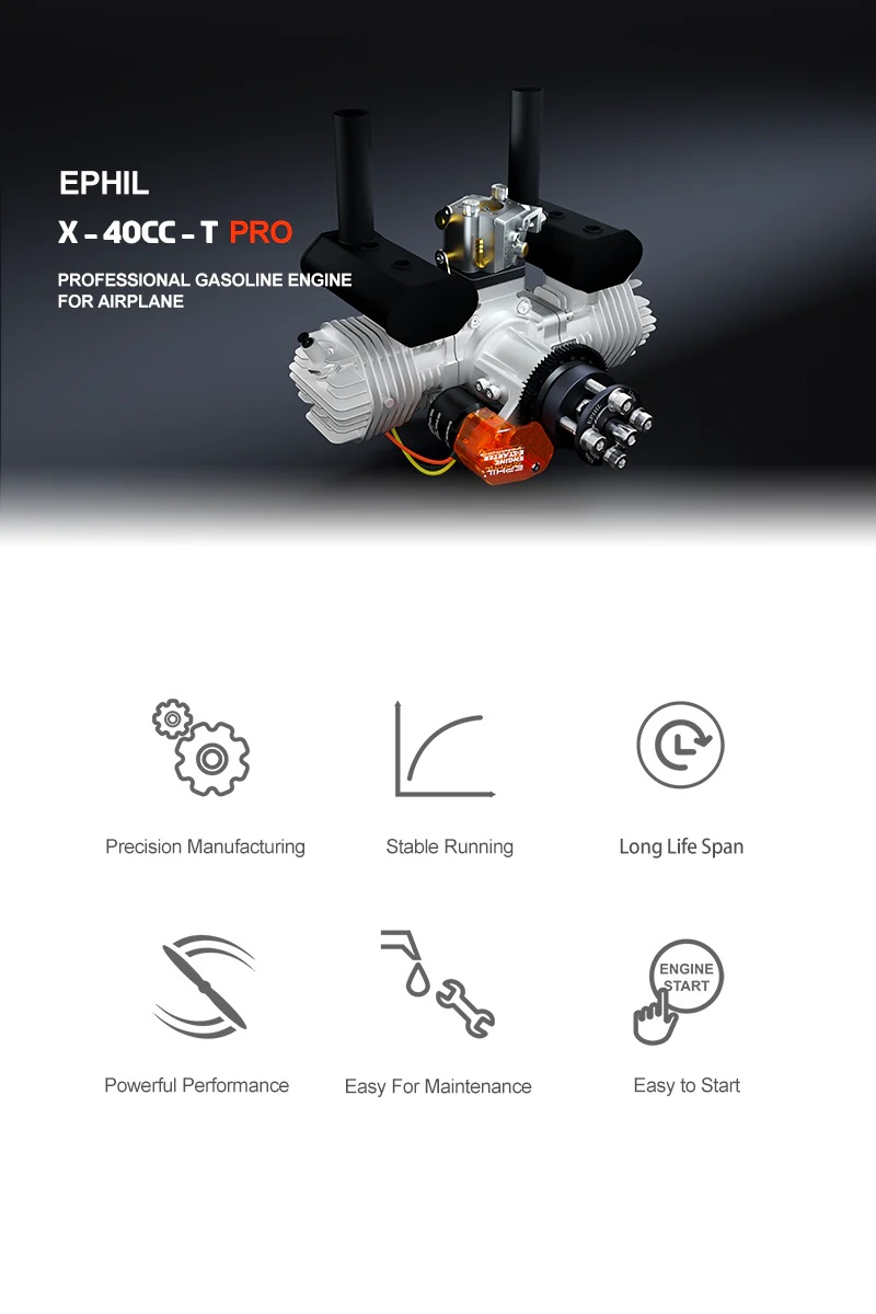 EPHIL X-40cc-T Pro Gasoline Engine With E-Starter