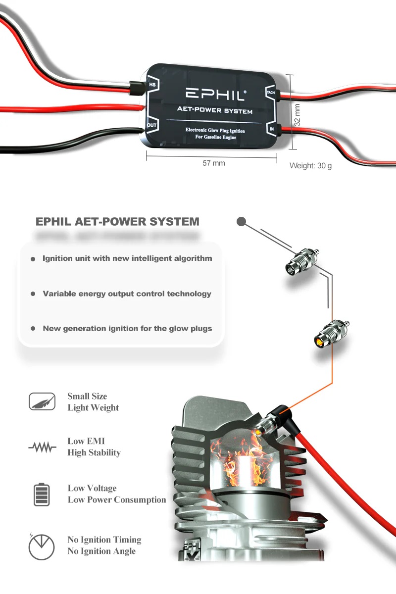 EPHIL XG-20cc-R Pro Glow Gasoline Engine With E-Starter