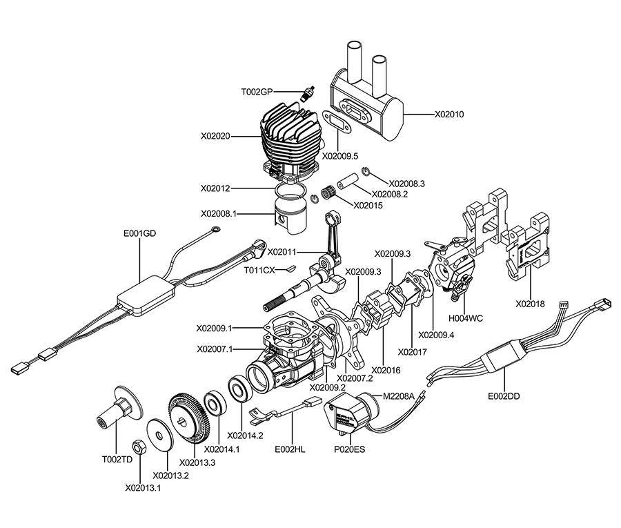 EPHIL XG-20cc-R Pro Glow Gasoline Engine With E-Starter