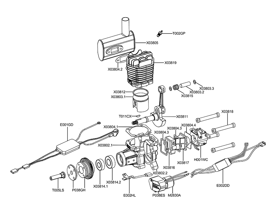 EPHIL XG-38cc-S Pro Glow Gasoline Engine With E-Starter