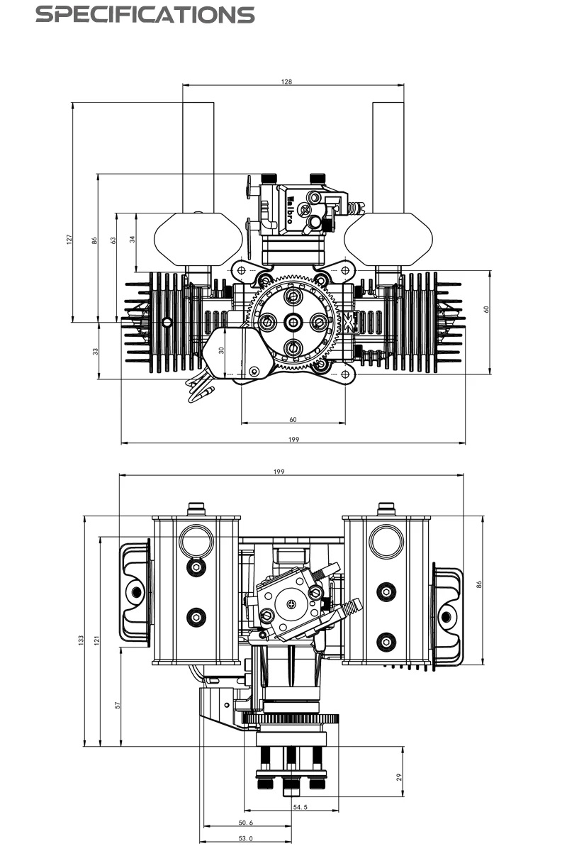 EPHIL XG-40cc-T Pro Glow Gasoline Engine With E-Starter