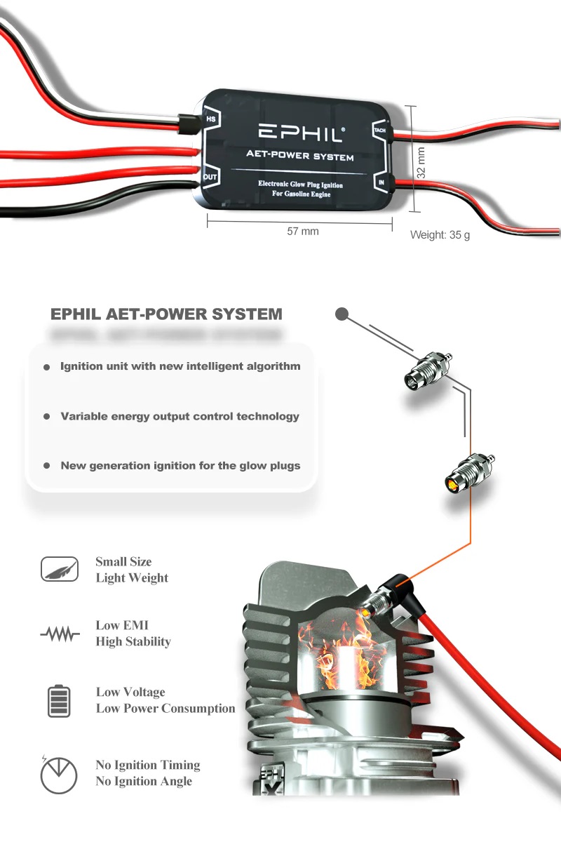 EPHIL XG-40cc-T Glow Gasoline Engine