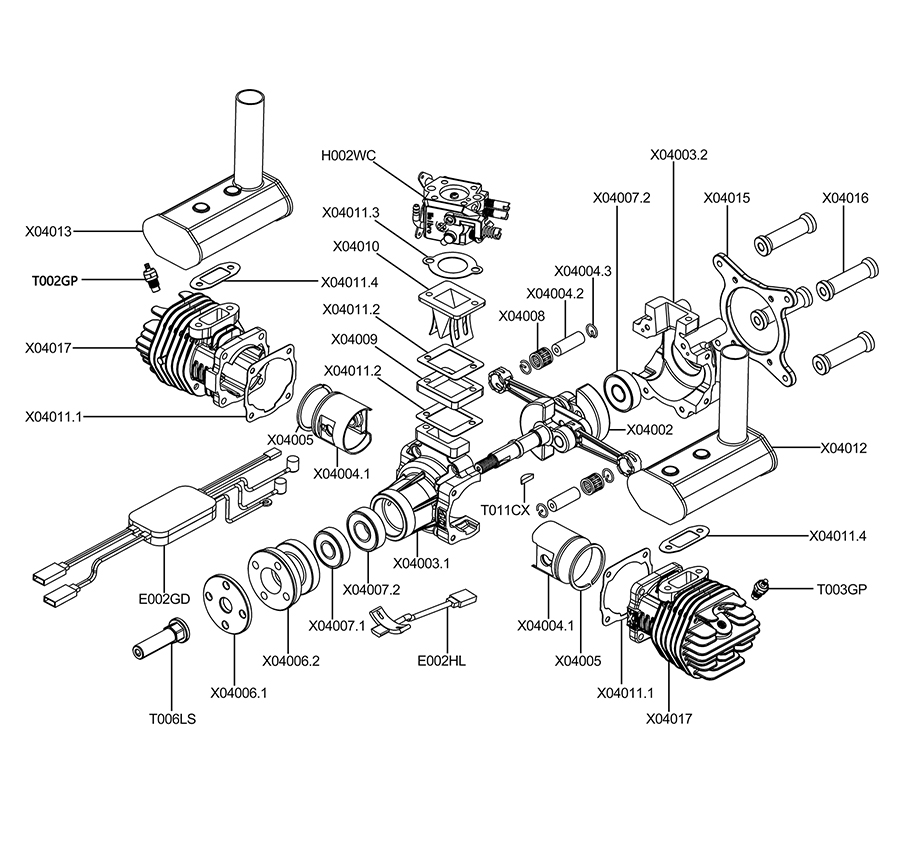 EPHIL XG-40cc-T Glow Gasoline Engine