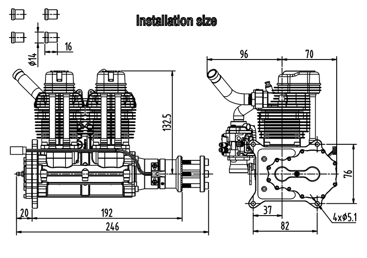 GF60i2 Linear double cylinder 4-stroke gasoline engine