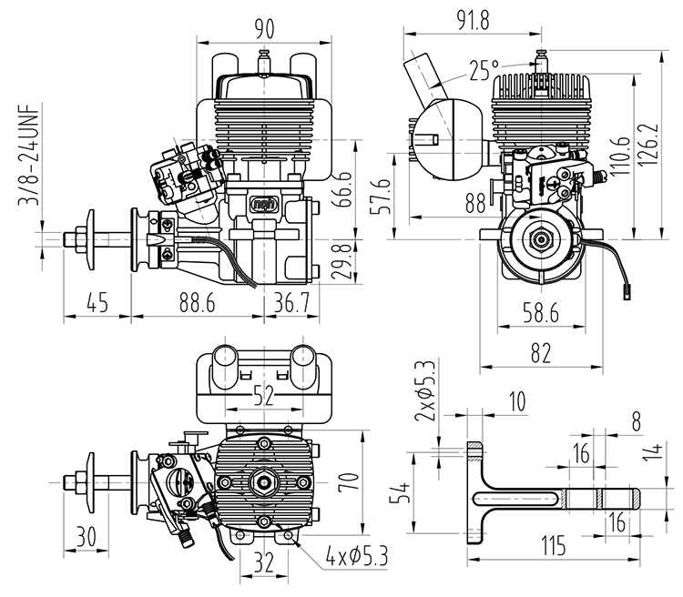 NGH GT35 2-Stroke 35cc Petrol Engine / Gasoline Engines