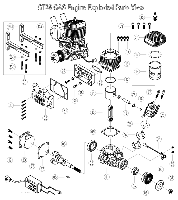 NGH GT35 2-Stroke 35cc Petrol Engine / Gasoline Engines