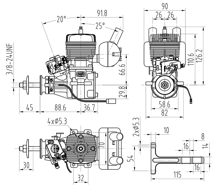 NGH GT35R 2 Stroke 35cc Petrol Engine / Gasoline Engines