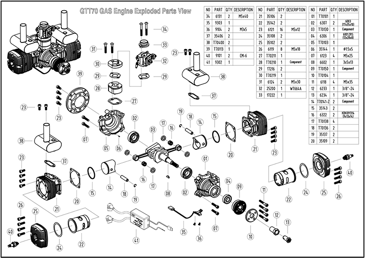 NGH GTT70 2 Stroke 70cc Twin cyliner Petrol Engeine / Gasoline Engines