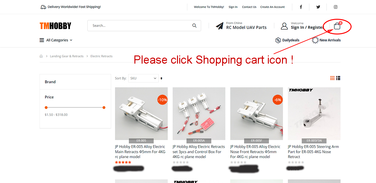 Please click Shopping cart icon